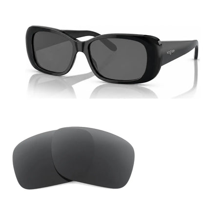 Vogue VO2606S replacement lenses in gray, angled view of the frame with the pair of lenses below · ReFramed
