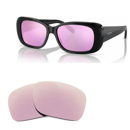 Vogue VO2606S replacement lenses in mirrored pink, angled view of the frame with the pair of lenses below · ReFramed