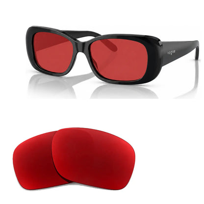 Vogue VO2606S replacement lenses in red, angled view of the frame with the pair of lenses below · ReFramed