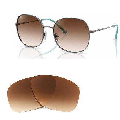 Vogue VO4272S replacement lenses in gradient brown, angled view of the frame with the pair of lenses below · ReFramed
