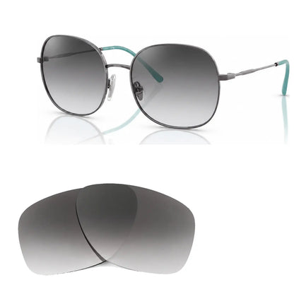 Vogue VO4272S replacement lenses in gradient gray, angled view of the frame with the pair of lenses below · ReFramed