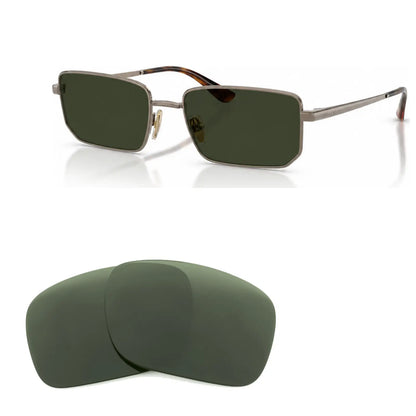 Vogue VO4352S replacement lenses in G15 green, angled view of the frame with the pair of lenses below · ReFramed