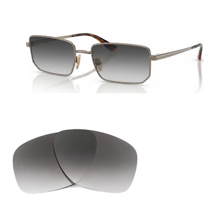 Vogue VO4352S replacement lenses in gradient gray, angled view of the frame with the pair of lenses below · ReFramed
