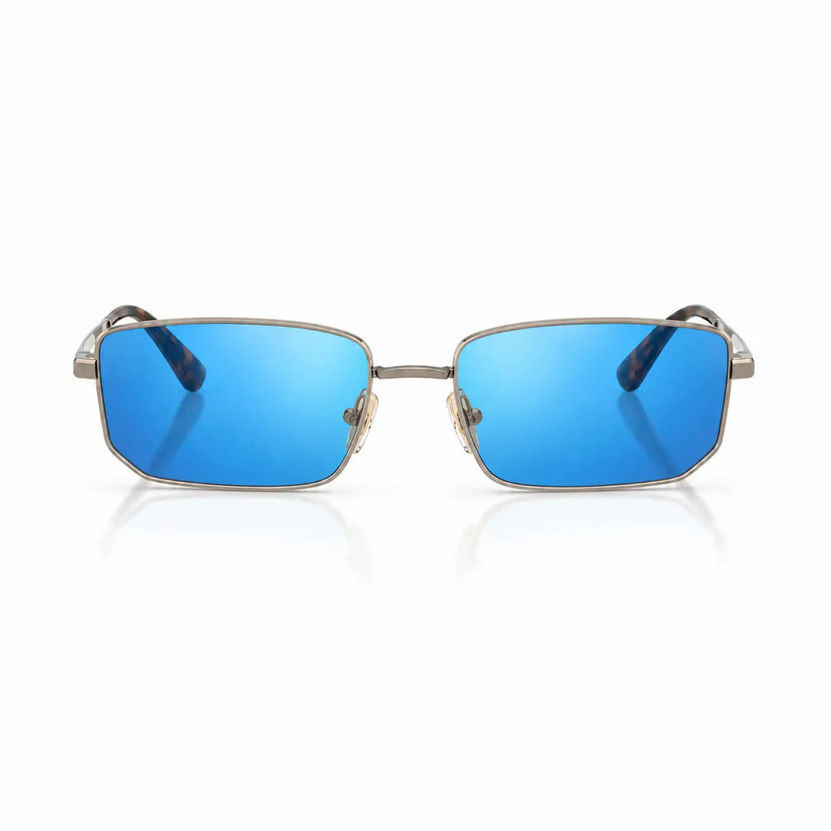 Vogue VO4352S replacement lenses in mirrored blue, front view of the frame fitted with the new lenses · ReFramed