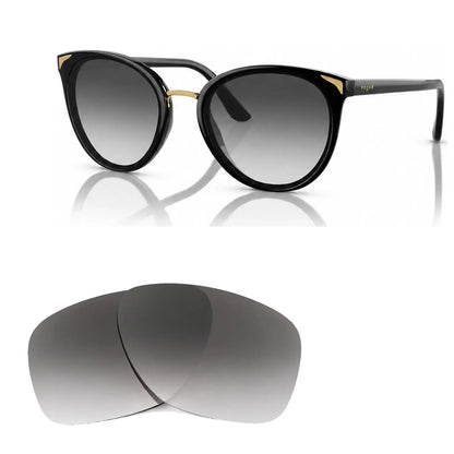 Vogue VO5230S replacement lenses in gradient gray, angled view of the frame with the pair of lenses below · ReFramed