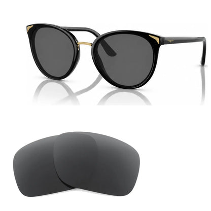 Vogue VO5230S replacement lenses in gray, angled view of the frame with the pair of lenses below · ReFramed