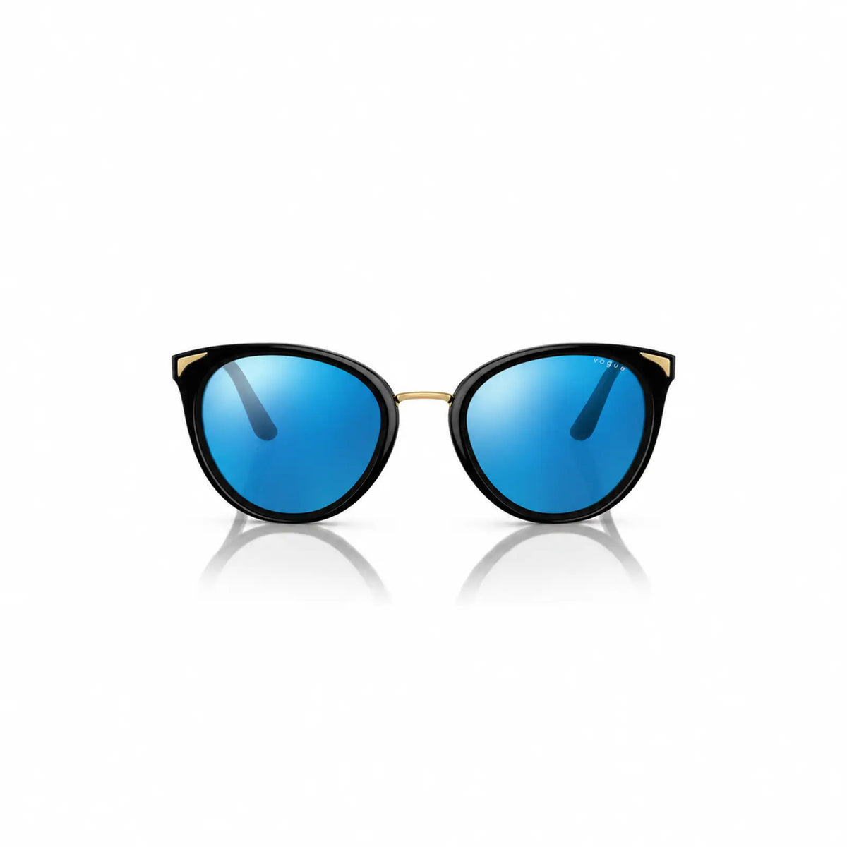 Vogue VO5230S replacement lenses in mirrored blue, front view of the frame fitted with the new lenses · ReFramed