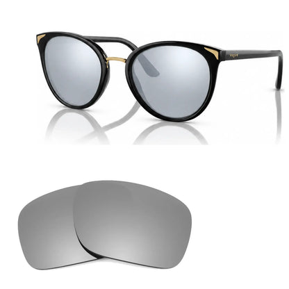 Vogue VO5230S replacement lenses in mirrored silver, angled view of the frame with the pair of lenses below · ReFramed