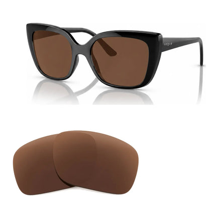 Vogue VO5337S replacement lenses in brown, angled view of the frame with the pair of lenses below · ReFramed