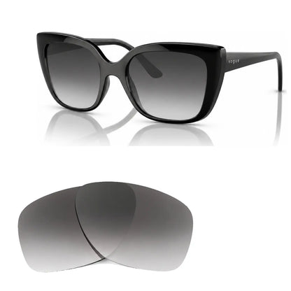 Vogue VO5337S replacement lenses in gradient gray, angled view of the frame with the pair of lenses below · ReFramed