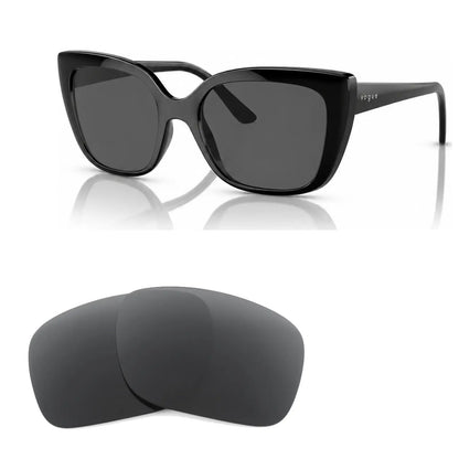 Vogue VO5337S replacement lenses in gray, angled view of the frame with the pair of lenses below · ReFramed
