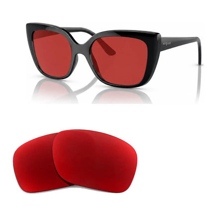 Vogue VO5337S replacement lenses in red, angled view of the frame with the pair of lenses below · ReFramed