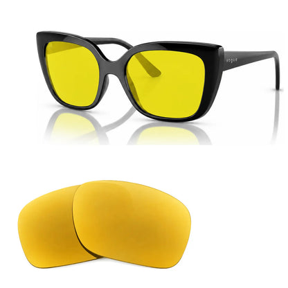 Vogue VO5337S replacement lenses in yellow, angled view of the frame with the pair of lenses below · ReFramed