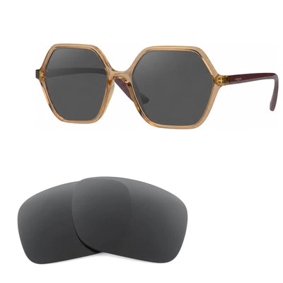 Vogue VO5361S replacement lenses in gray, angled view of the frame with the pair of lenses below · ReFramed