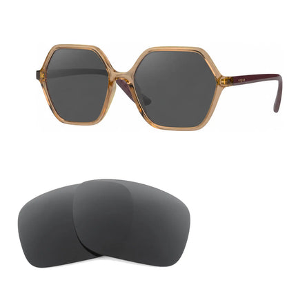 Vogue VO5361S replacement lenses in gray, angled view of the frame with the pair of lenses below · ReFramed
