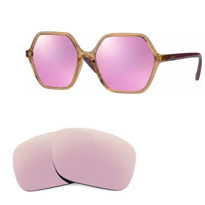 Vogue VO5361S replacement lenses in mirrored pink, angled view of the frame with the pair of lenses below · ReFramed