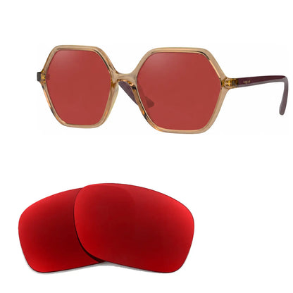 Vogue VO5361S replacement lenses in red, angled view of the frame with the pair of lenses below · ReFramed