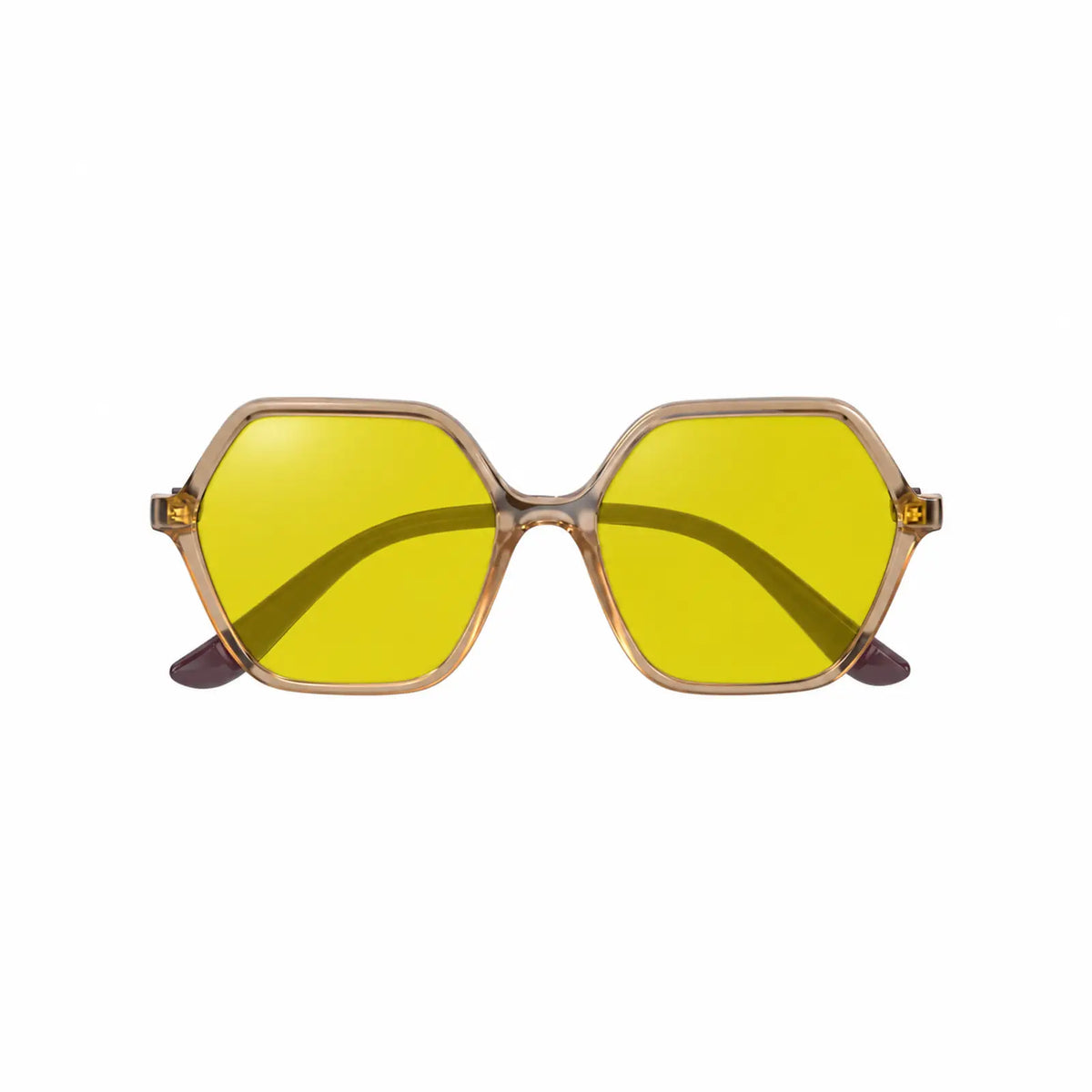 Vogue VO5361S replacement lenses in yellow, front view of the frame fitted with the new lenses · ReFramed