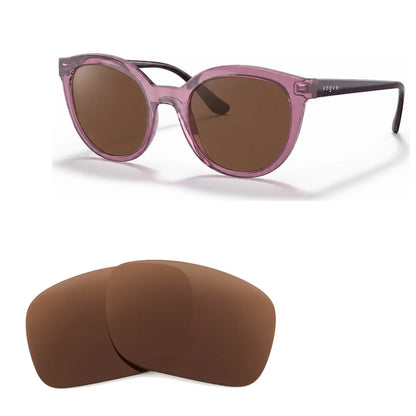 Vogue VO5427S replacement lenses in brown, angled view of the frame with the pair of lenses below · ReFramed