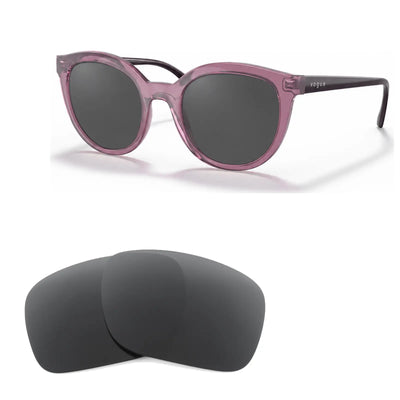 Vogue VO5427S replacement lenses in gray, angled view of the frame with the pair of lenses below · ReFramed