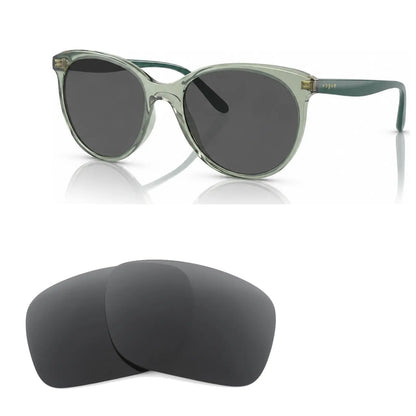 Vogue VO5453S replacement lenses in gray, angled view of the frame with the pair of lenses below · ReFramed
