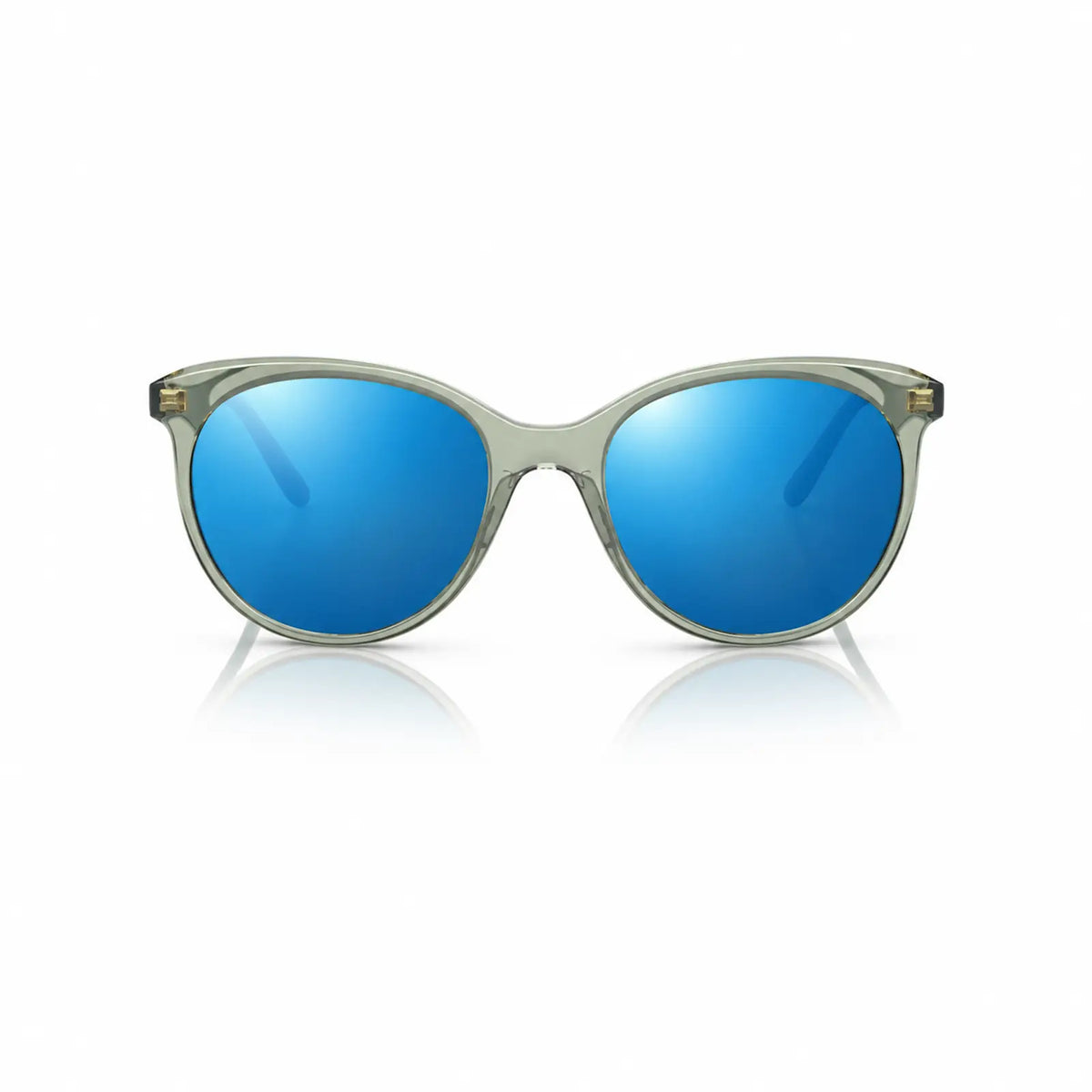 Vogue VO5453S replacement lenses in mirrored blue, front view of the frame fitted with the new lenses · ReFramed