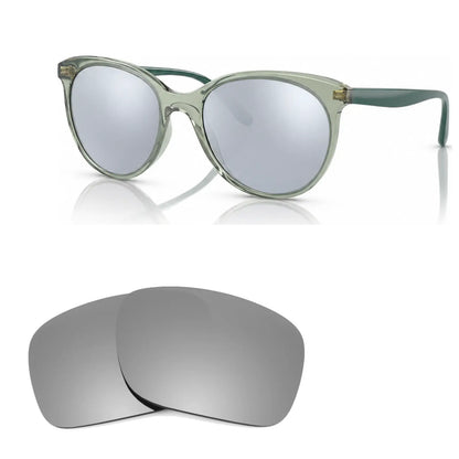 Vogue VO5453S replacement lenses in mirrored silver, angled view of the frame with the pair of lenses below · ReFramed