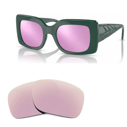 Vogue VO5481S replacement lenses in mirrored pink, angled view of the frame with the pair of lenses below · ReFramed