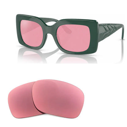 Vogue VO5481S replacement lenses in pink, angled view of the frame with the pair of lenses below · ReFramed