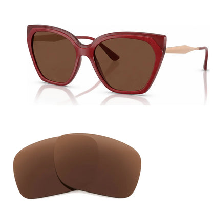 Vogue VO5521S replacement lenses in brown, angled view of the frame with the pair of lenses below · ReFramed