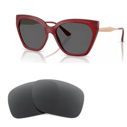 Vogue VO5521S replacement lenses in gray, angled view of the frame with the pair of lenses below · ReFramed