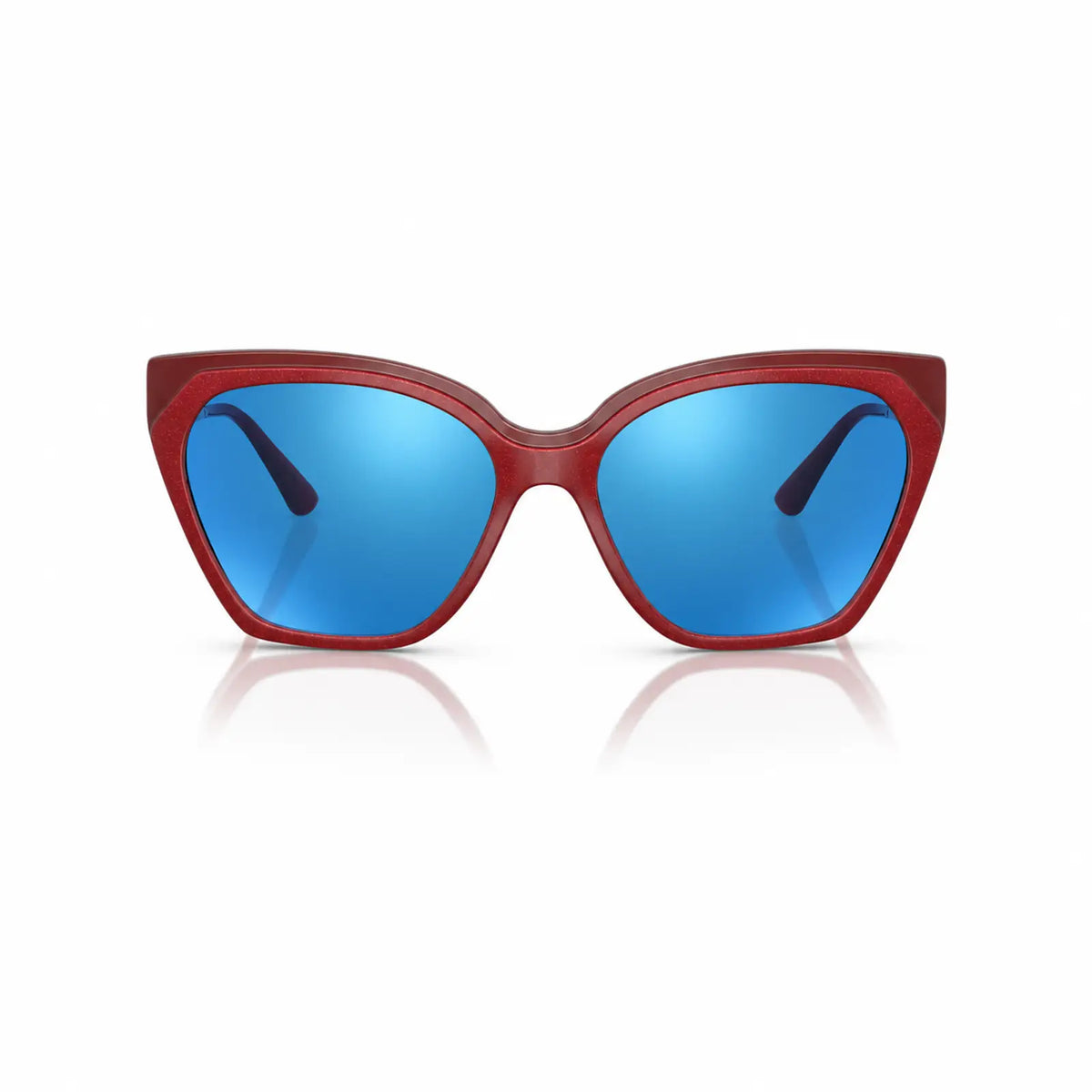 Vogue VO5521S replacement lenses in mirrored blue, front view of the frame fitted with the new lenses · ReFramed