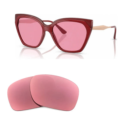 Vogue VO5521S replacement lenses in pink, angled view of the frame with the pair of lenses below · ReFramed
