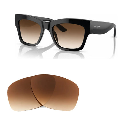 Vogue VO5524S replacement lenses in gradient brown, angled view of the frame with the pair of lenses below · ReFramed
