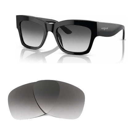 Vogue VO5524S replacement lenses in gradient gray, angled view of the frame with the pair of lenses below · ReFramed