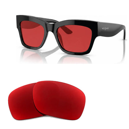 Vogue VO5524S replacement lenses in red, angled view of the frame with the pair of lenses below · ReFramed