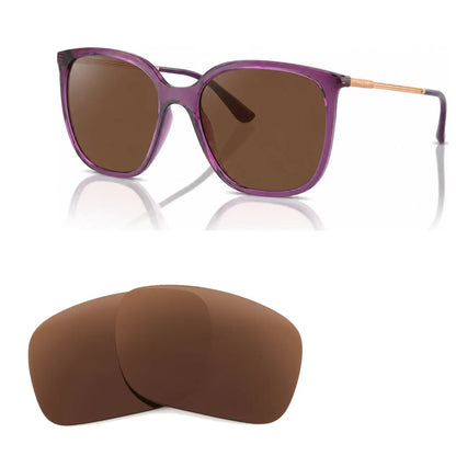 Vogue VO5564S replacement lenses in brown, angled view of the frame with the pair of lenses below · ReFramed