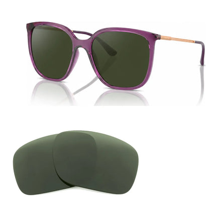 Vogue VO5564S replacement lenses in G15 green, angled view of the frame with the pair of lenses below · ReFramed