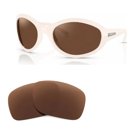 Vogue VO5606S replacement lenses in brown, angled view of the frame with the pair of lenses below · ReFramed