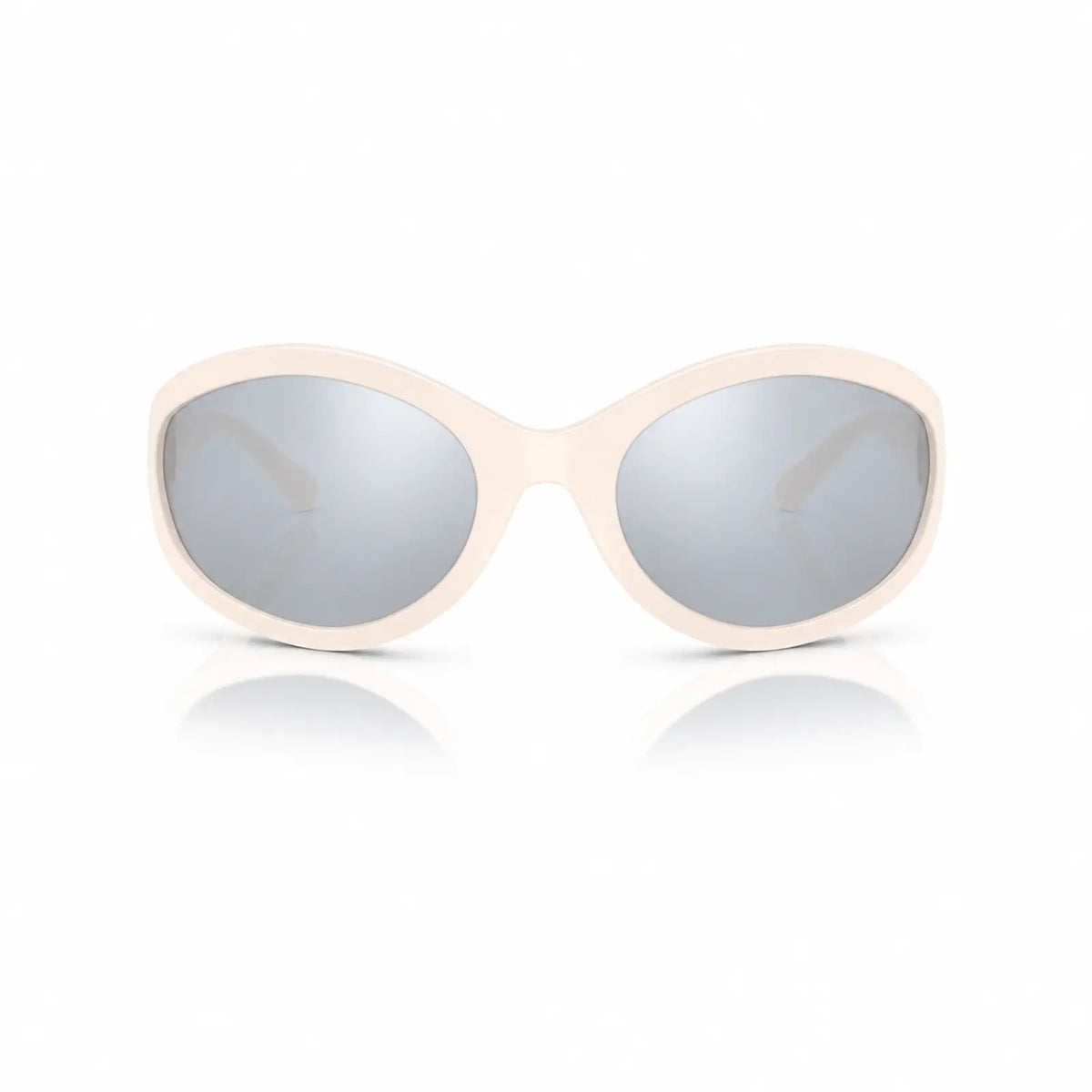 Vogue VO5606S replacement lenses in mirrored silver, front view of the frame fitted with the new lenses · ReFramed