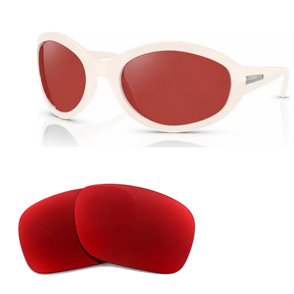 Vogue VO5606S replacement lenses in red, angled view of the frame with the pair of lenses below · ReFramed