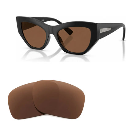 Vogue VO5607S replacement lenses in brown, angled view of the frame with the pair of lenses below · ReFramed