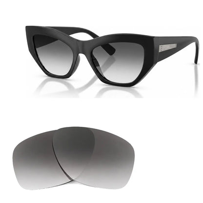 Vogue VO5607S replacement lenses in gradient gray, angled view of the frame with the pair of lenses below · ReFramed
