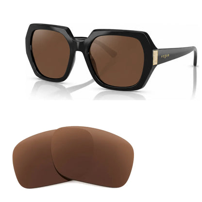 Vogue VO5612SB replacement lenses in brown, angled view of the frame with the pair of lenses below · ReFramed