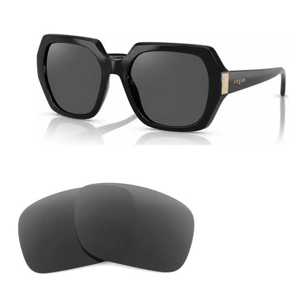 Vogue VO5612SB replacement lenses in gray, angled view of the frame with the pair of lenses below · ReFramed