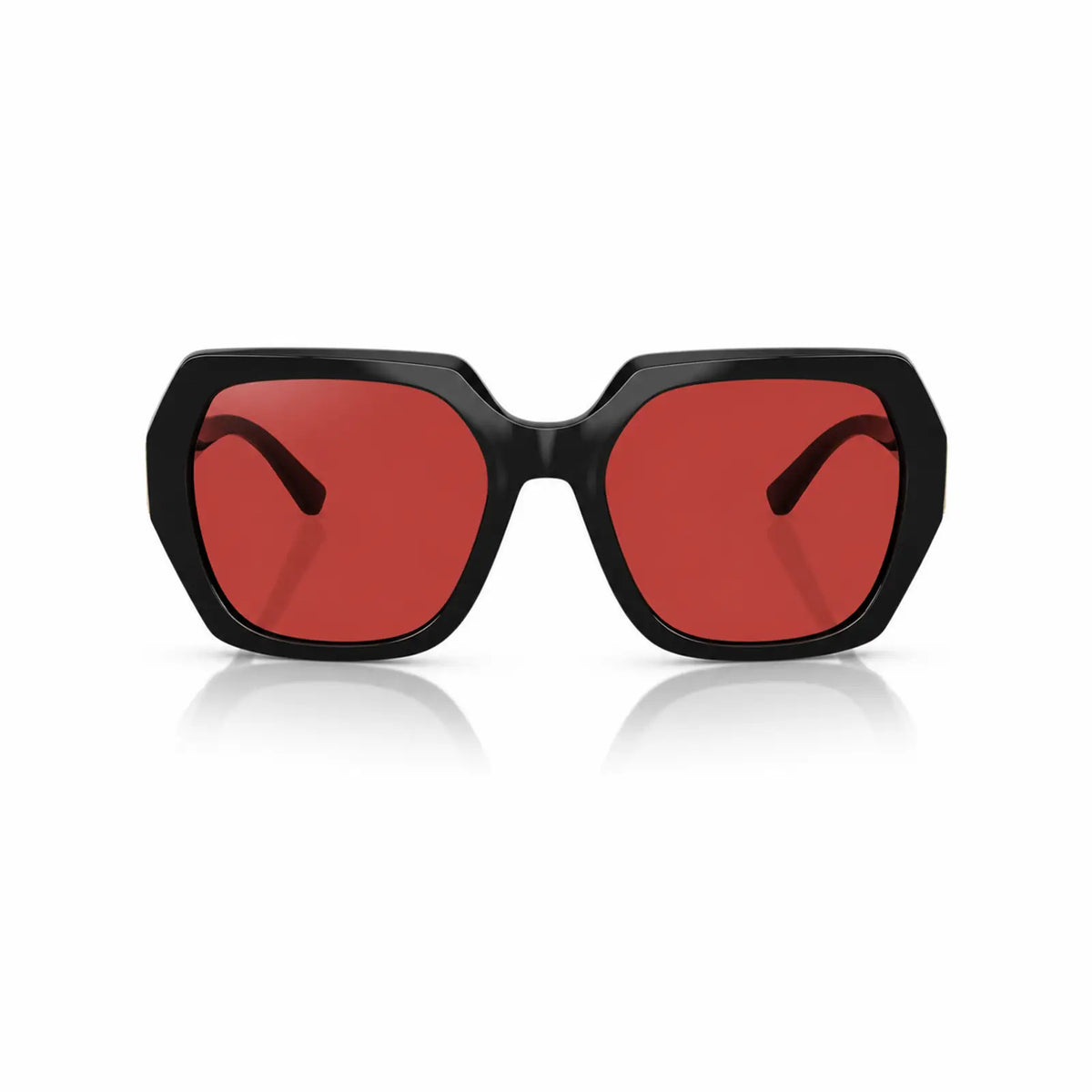 Vogue VO5612SB replacement lenses in red, front view of the frame fitted with the new lenses · ReFramed