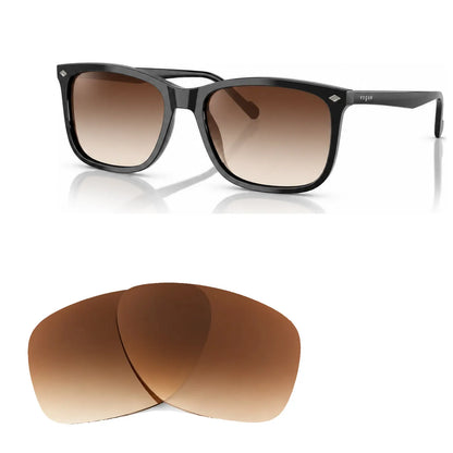 Vogue VO5618S replacement lenses in gradient brown, angled view of the frame with the pair of lenses below · ReFramed