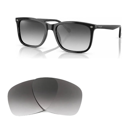 Vogue VO5618S replacement lenses in gradient gray, angled view of the frame with the pair of lenses below · ReFramed