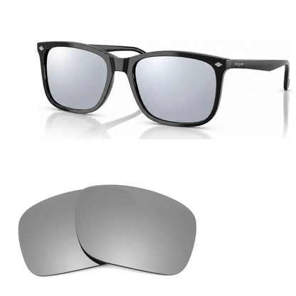 Vogue VO5618S replacement lenses in mirrored silver, angled view of the frame with the pair of lenses below · ReFramed