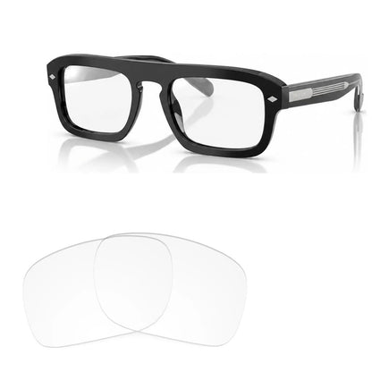 Vogue VO5620S replacement lenses in crystal clear, angled view of the frame with the pair of lenses below · ReFramed